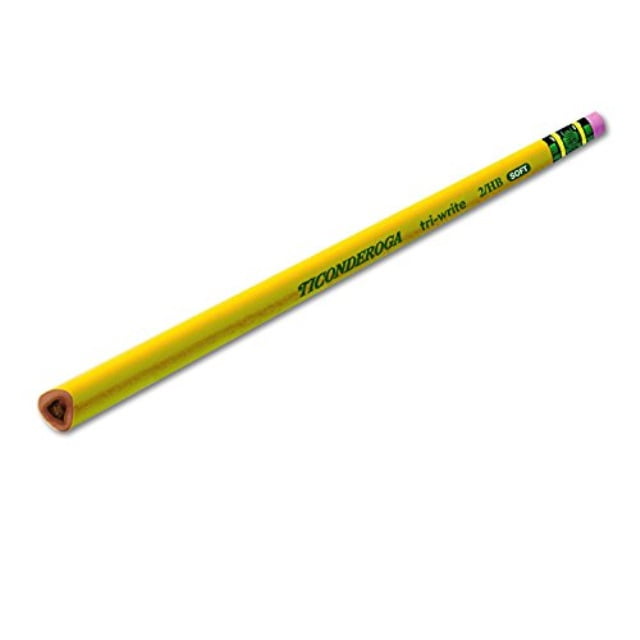 ticonderoga tri-write triangular pencils, wood-cased #2 hb soft, yellow ...