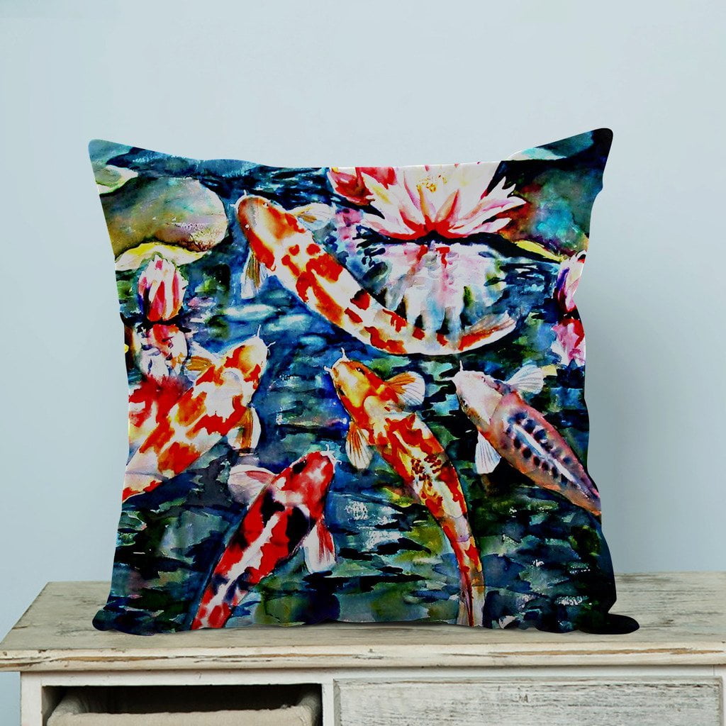 GCKG Koi Fish Pillow Case Pillow Cover Pillow Protector Two Sides 20 x