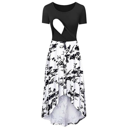 

Egmy Women Breastfeeding Dress Clothes Printed Maternity Home Wear