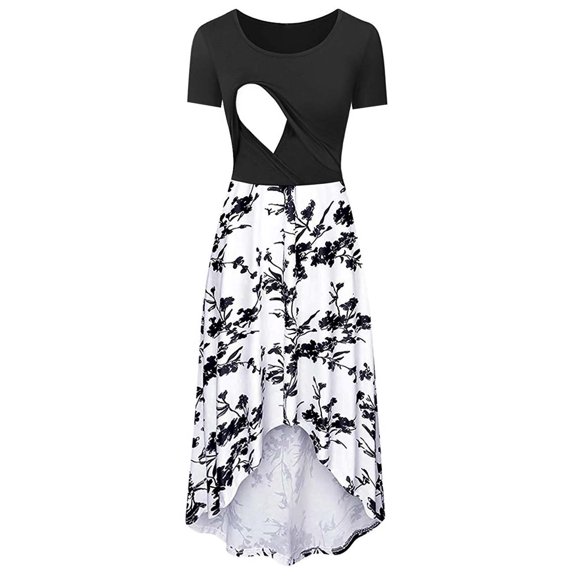 asdoklhq Maternity Dresses for WomenWomen Maternity Clothes Printed Maternity Home Wear Breastfeeding Dress
