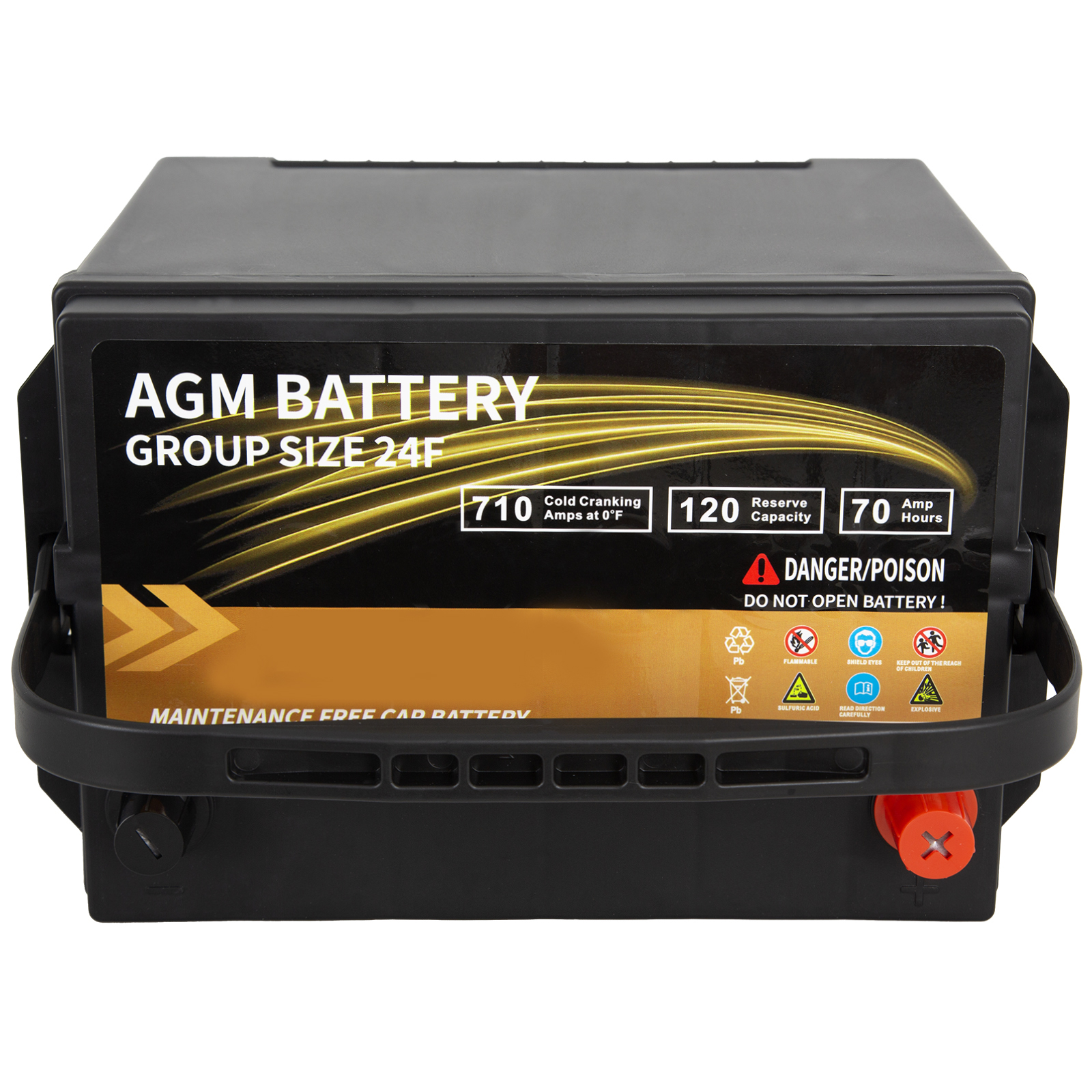Weize Platinum AGM 12V Automotive Battery, Group 24F, 710 CCA Top Post for Car