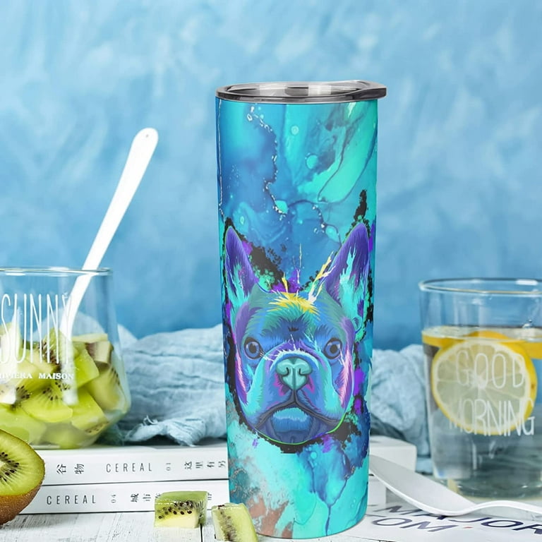 Wellness 20-oz. Double-Wall Stainless Steel Blossom Marble Tumbler with  Straw