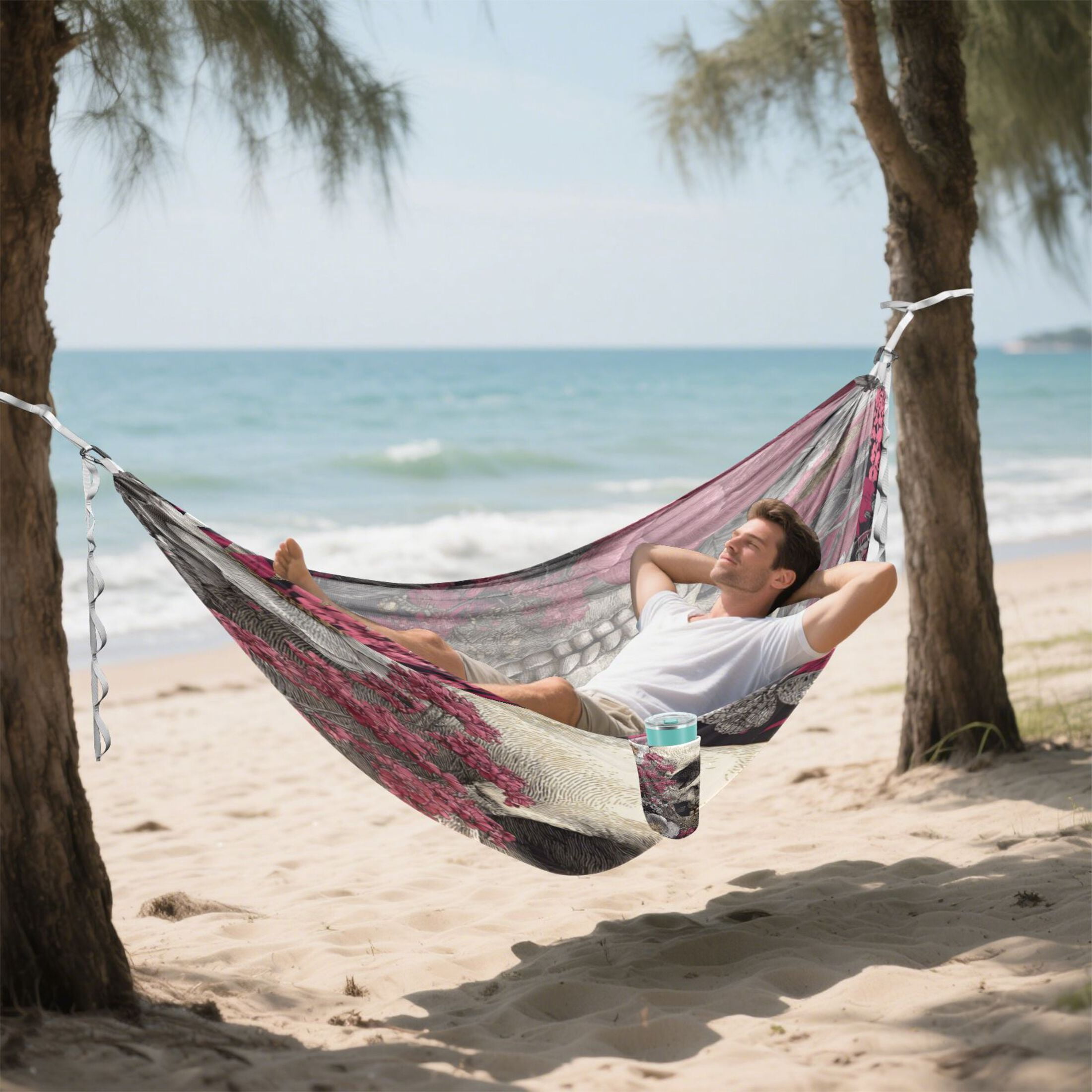Hanging Hammock Portable Travel Camping For Outdooor Beach Camping Hiking Elegant Skull Design