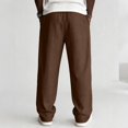 thumbnail image 4 of Mens Linen Cotton Pants Drawstring Waist Lightweight Baggy Sweatpants Loose Fit Beach Travel Straight Leg Pants With Pockets, 4 of 4