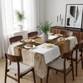 thumbnail image 6 of Brown Geometric Table Cloth Waterproof Tablecloths, Vintage Oil Painting Contemporary Tablecloth Dining Table Cover for Kitchen Party Tabletop Outdoor, Rectangle Tablecloth 60x84 Inch, 6 of 9