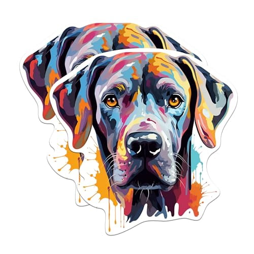 (2 Pack) Great Dane Dog Breed Stickers - 5 Inches On Longest Side - Choose from Over 100 Dog Breeds - for Cars, Trucks, Skateboards, Laptops - Made in USA - BMCS1867