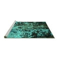 thumbnail image 2 of Ahgly Company Machine Washable Indoor Round Oriental Turquoise Blue Industrial Area Rugs, 3' Round, 2 of 4