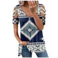 thumbnail image 1 of Blusa de manga corta con cuello en V y cremallera suelta para mujer OAVQHLG3B Store lin121212, 1 of 4