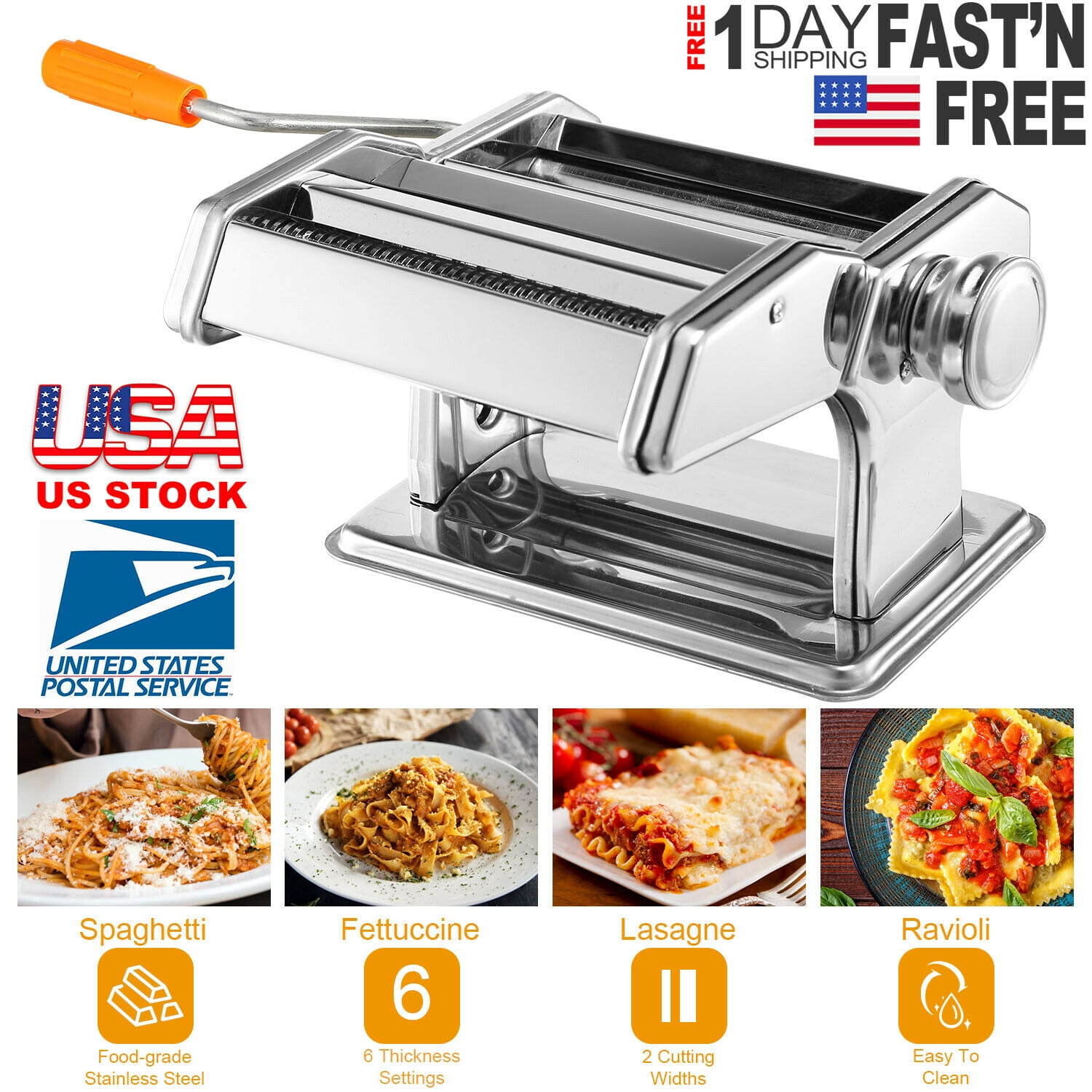 2-Pc NORPRO Pasta Sets a Ravioli Maker Pasta Drying Rack Garlic Press Pasta Machine 