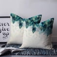 thumbnail image 3 of Teal Feather Throw Pillow Covers, Soft Pillowcases with Invisible Zipper, Farmhouse Feather Art Teal Ombre Decorative Square Pillow Cushion Covers for Living Room Couch Sofa Bed 16x16 Inches, 3 of 8
