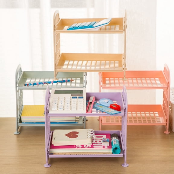 SEWOART Plastic Kitchen Storage Shelf with 2 Layers for Organizing Fruit, Bathroom Essentials and More