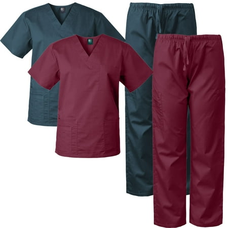 

2-PACK Medgear Scrubs for Men and Women Scrubs Set Medical Uniform Scrubs Top and Pants
