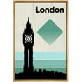 thumbnail image 3 of PixonSign Framed Canvas Print Wall Art Teal Big Ben London Silhouette Scenic Cities Digital Art Modern Art Contemporary Landscape Fun Ultra for Living Room, Bedroom, Office - 16"x24" Natural, 3 of 5