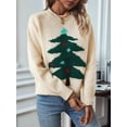 thumbnail image 3 of Christmas Sweaters for Women CrewNeck Sweater Pullovers Long Sleeve Xmas Holiday Clothes Apricot S, 3 of 8