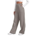 thumbnail image 2 of TrendOFT Wide Leg Sweatpants Women Baggy Straight Leg Open Bottom Joggers Pants Workout High Waisted Fleece Lined Yoga Pants With Pockets Khaki XXL, 2 of 9