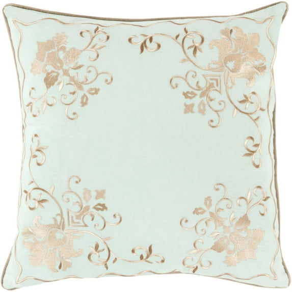 Surya Eloise 22" x 22" Sea Foam And Camel Pillow Cover ELO006-2222