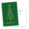 Personalized Abstract Golden Tree Folded Christmas Greeting Card