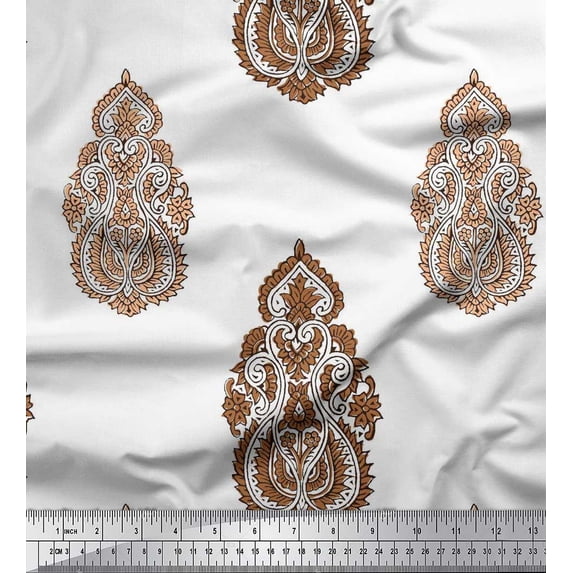 Soimoi Georgette Viscose Fabric Floral & Paisley Block Fabric Prints by Yard 42 Inch Wide