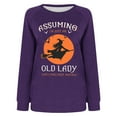 thumbnail image 4 of WREESH Halloween Sweatshirts Women Casual Full Sleeve Round Neck Tops Loose Blouse Print Graphic Sweatshirt Dark Blue, 4 of 5