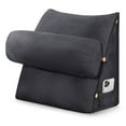 thumbnail image 2 of SHANNA Wedge Headboard Pillow with Adjustable Neck Support,  Triangular Bedrest Lumbar Neck Back Support Pillows for Reading, Gaming, and TV Watching, Black Grey, 2 of 9
