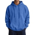 thumbnail image 2 of UDAUDU Men's Fleece Hoodie Long Sleeve Hooded Sweatshirt Casual Basic Fall Winter Drawstring Pullover Hoodie With Pocket Royal Blue M, 2 of 7