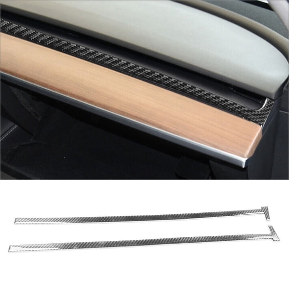 Soft Carbon Fiber Car Interior Decor Kits 2Pcs Carbon Fiber Interior Dashboard Cover Trim Strip For Tesla Model 3/Y 17-22 Sticker