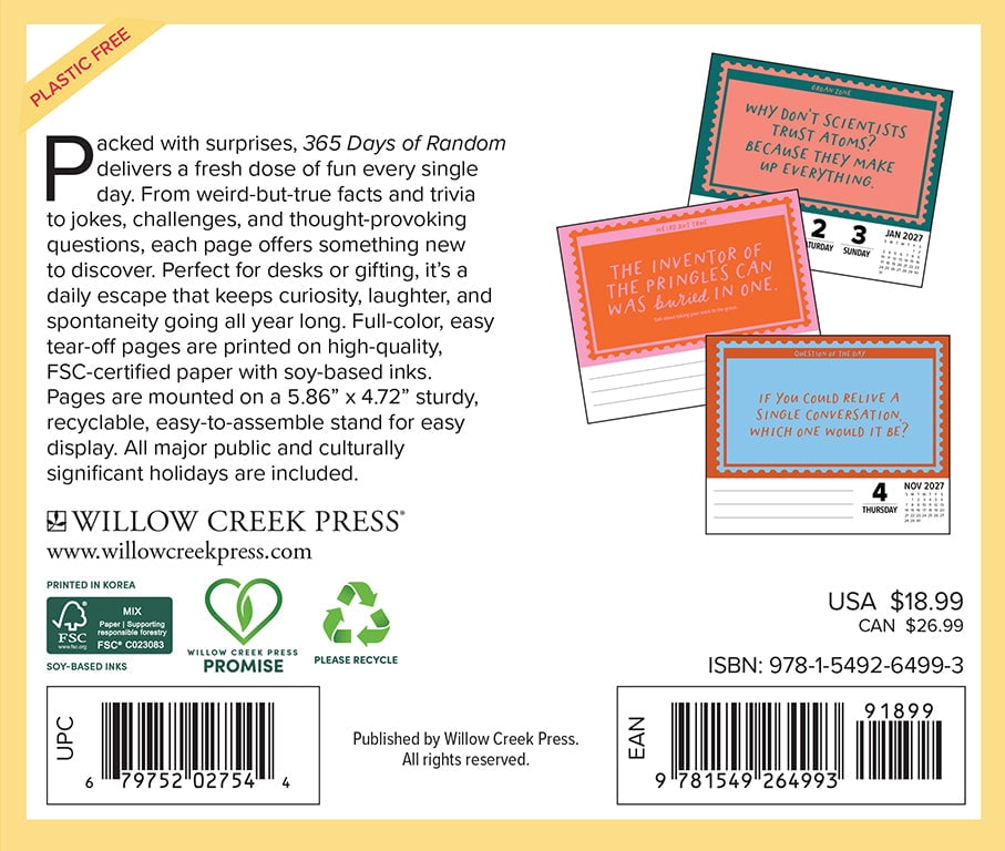 Willow Creek Press, 365 Days of Random 2027 Box Calendar