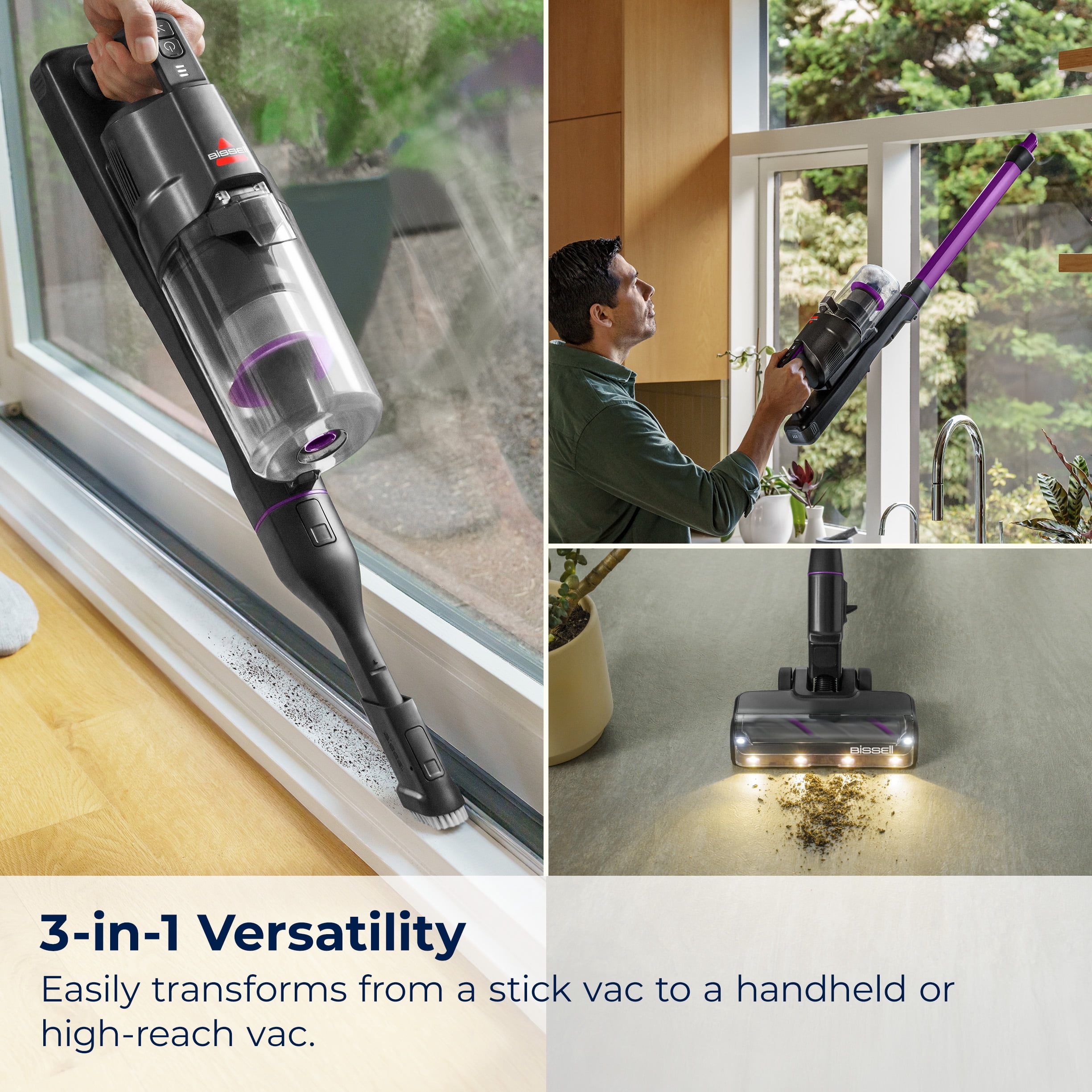 BISSELL PowerClean FurFinder 200W Cordless Stick Vacuum, Carpet, Rugs, Hard Floor, Strong Suction, Removable Battery, LED Headlights, Up to 40-Minute Run Time, Model 4031