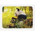 thumbnail image 1 of Panda Bath Mat, Big Panda Sitting Forest Eating Bamboo Tree Trunk Foliage Wilderness Picture Print, Non-Slip Plush Mat Bathroom Kitchen Laundry Room Decor, 29.5 X 17.5 Inches, Green Black, Ambesonne, 1 of 2