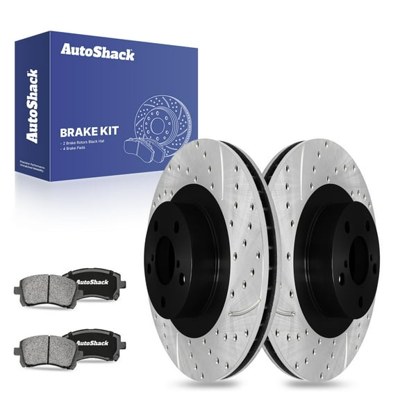 AutoShack 11.56" (293.6 mm) Front Vented Drilled & Slotted Brake Rotors E-Coated   Ceramic Brake Pads | Replacement for 2000-2002 Subaru Legacy 2002-2003 Subaru Impreza | 6-PC Brake Kit | ShadowGuard