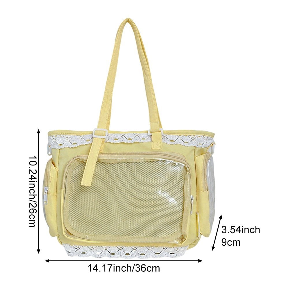 Slccxzc Japanese Style Lace Ita Bag Clear Display Anime Tote Shoulder Crossbody Handbag
