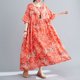 thumbnail image 5 of Vestido suelto para mujer, bolsillos con estampado floral vintage, media manga, batas informales bohemias para vacaciones de gran tamaño, 5 of 8