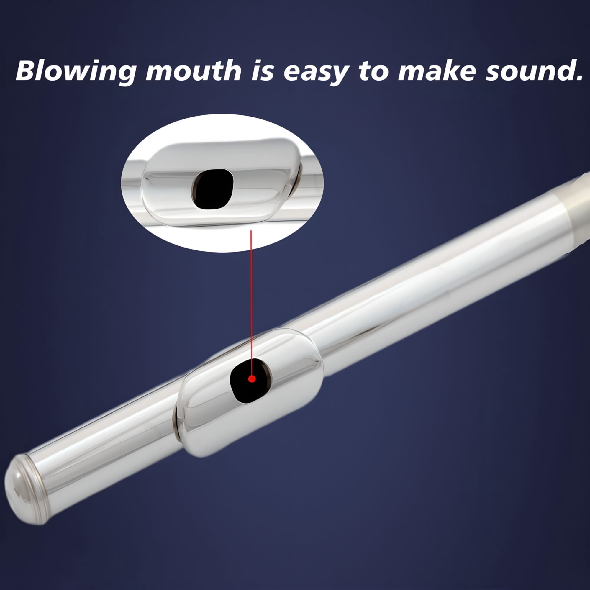 HOGSN flute 16-hole closed-hole C-tone nickel-plated , beginner to play graded flute, with box and cleaning kit.