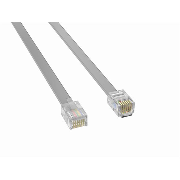 CableLeader 14ft RJ-12 6P6C Modular Phone Cable, Gold-Plated Telephone Line Flat Cord for Data, Voice & Fax, Straight Wiring