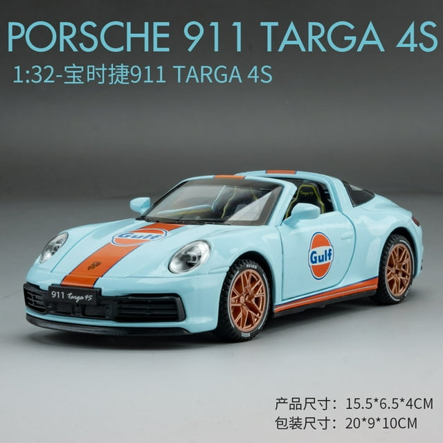 1:32 Porsche 911 Targa 4S Convertible Simulation Alloy Car Model Decoration Collection Gift Toy Die Casting Model Boy Toy F365 Blue With box