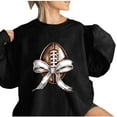 thumbnail image 4 of miqiqism Sweatshirt for Women Football Bow Print Hoodie Juniors Round Neck Long Sleeve Hooded Long Sleeves Pullover Tunic Hoodies,Black,XX-Large, 4 of 4