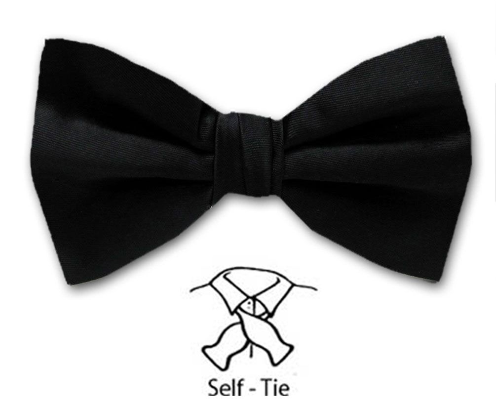 BuyYourTies Black Solid Color Self Tie Bow Tie