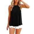 thumbnail image 4 of Mujeres Casual sin mangas Halter Tank verano plisado camisas sueltas blusa de playa Tops Pompotops  lopia987485, 4 of 8