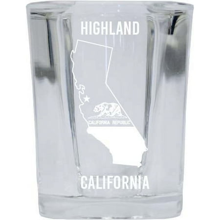

Highland California Laser Etched Souvenir 2 Ounce Square Shot Glass State Flag Design