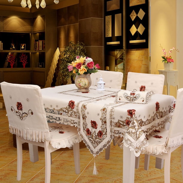 Mantel estilo pastoral de poliéster para el hogar, juego de manteles para mesa de comedor, funda multiusos, toalla de tela para el hogar