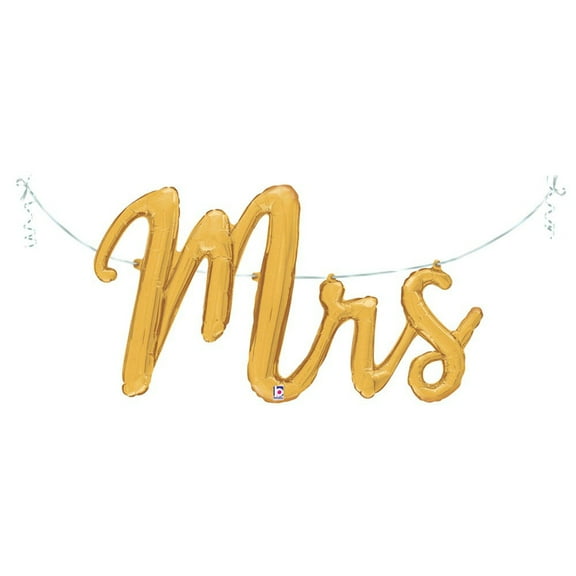 44 inch Mrs. Script (Air-Fill Only) Foil Mylar Balloon - Party Supplies Decorations