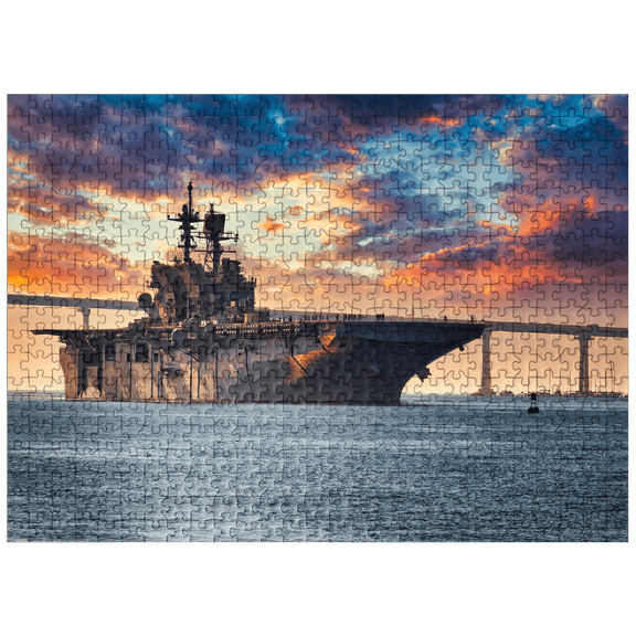 MyPuzzle - A U.S. Navy Ship Leaves San Diego Bay And Heads Into The Pacific Ocean - Premium 500 Piece Jigsaw Puzzle for Adults