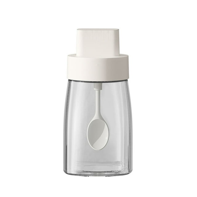 Riforla Ensemble de Cuisine et de Pots et Distributeur Réglable avec Cuillère Intégrée et Couvercle pour Poivre de Mer et Plus Boîte d'Assaisonnement Blanc