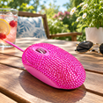 Small Pink Computer Mouse Rhinestone Pink Computer Mouse with Crystal Bling, Wired USB Mouse for ...