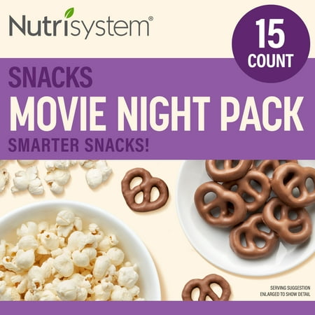 Nutrisystem Movie Night Chocolate-Covered Snack Pack, Pretzels & Popcorn Bites , Shelf-Stable, 15 Ct