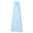 thumbnail image 6 of Womens Summer Sleeveless Dress Halter Tie Back Loose Built in Bra Dress Flowy Ruffle Tiered Maxi Dress Beach Swing Long Dresses Sundress Sky Blue S, 6 of 7
