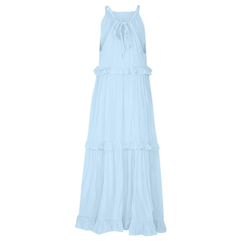 Prom Dress, Halter Sleeveless Flowy Long Beach Wedding Guest Dresses  Jumpsuits For Women Dressy Beige Black Formal Dresses Casual 2025 Elegant  Dresses Womens Dresses Casual (XL, Sky Blue) ZMTing - Walmart.com