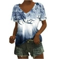 thumbnail image 2 of Summer Saving Wycnly Womens Blouses and Tops Dressy Fashion Going out Loose Fit Comfy Lightweight Ladies Tshirts Summer Floral V-Neck Short Sleeve Cute Tees Tops Navy s, 2 of 5