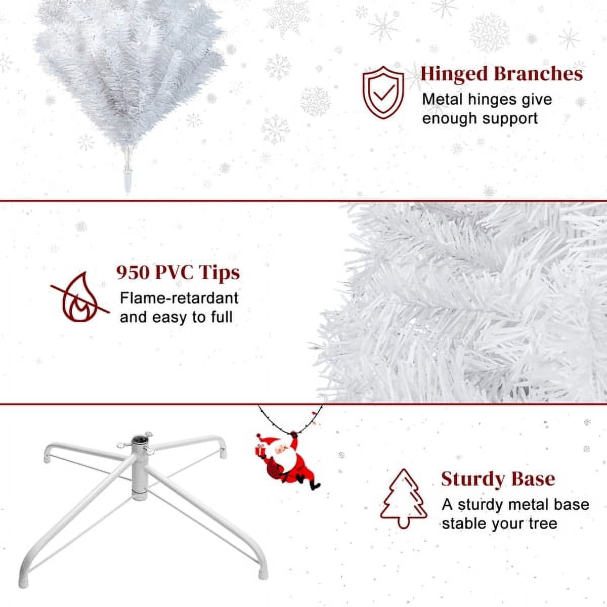 7FT White Artificial Christmas Tree - Superior PVC, Iron Base, Durable Design, Holiday Centerpiece for Home/Living Room/Modern Decor