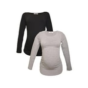 LUVMABELLY LVMA2300 - 2 Pack - 100% premium Cotton - Women Long Sleeve Maternity T-Shirt